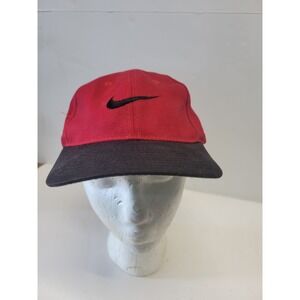 Vintage Nike Snapback Hat Red Black Two Tone Embroidered Swoosh Cap